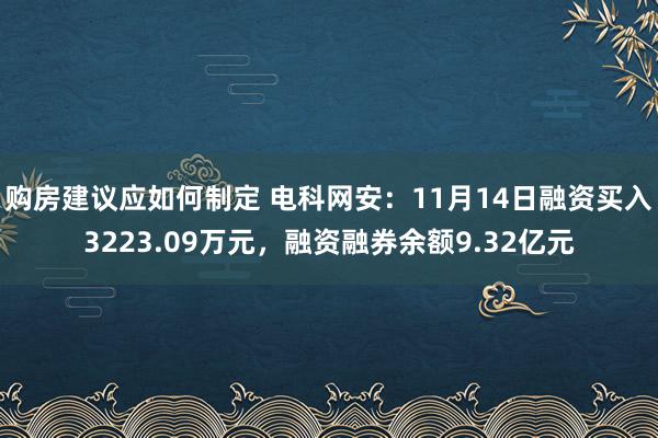 购房建议应如何制定 电科网安：11月14日融资买入3223.09万元，融资融券余额9.32亿元