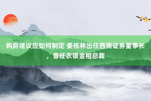 购房建议应如何制定 姜栋林出任西南证券董事长，曾任农银金租总裁