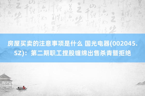 房屋买卖的注意事项是什么 国光电器(002045.SZ)：第二期职工捏股缠绵出售杀青暨拒绝