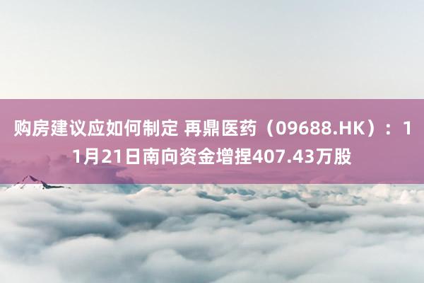 购房建议应如何制定 再鼎医药（09688.HK）：11月21日南向资金增捏407.43万股