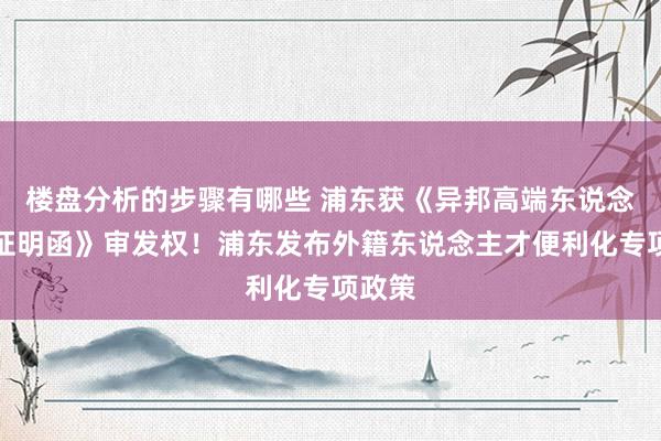 楼盘分析的步骤有哪些 浦东获《异邦高端东说念主才证明函》审发权！浦东发布外籍东说念主才便利化专项政策