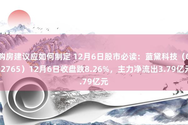 购房建议应如何制定 12月6日股市必读：蓝黛科技（002765）12月6日收盘跌8.26%，主力净流出3.79亿元