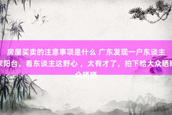 房屋买卖的注意事项是什么 广东发现一户东谈主家阳台，看东谈主这野心 ，太有才了，拍下给大众晒晒