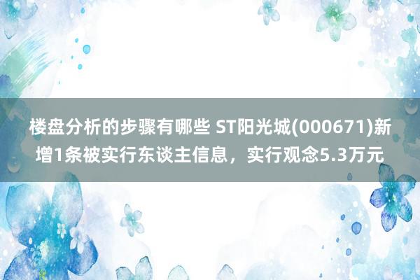 楼盘分析的步骤有哪些 ST阳光城(000671)新增1条被实行东谈主信息，实行观念5.3万元