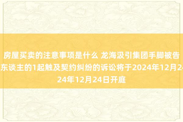 房屋买卖的注意事项是什么 龙海汲引集团手脚被告/被上诉东谈主的1起触及契约纠纷的诉讼将于2024年12月24日开庭