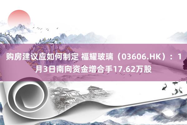 购房建议应如何制定 福耀玻璃（03606.HK）：1月3日南向资金增合手17.62万股