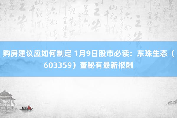 购房建议应如何制定 1月9日股市必读：东珠生态（603359）董秘有最新报酬