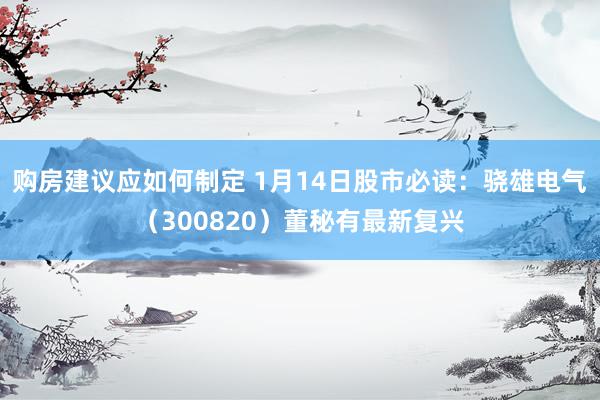 购房建议应如何制定 1月14日股市必读：骁雄电气（300820）董秘有最新复兴