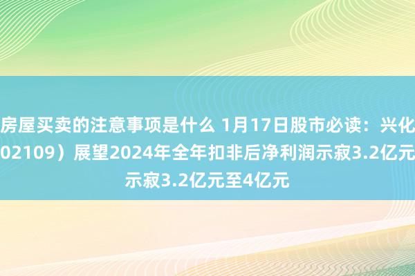 房屋买卖的注意事项是什么 1月17日股市必读：兴化股份（002109）展望2024年全年扣非后净利润示寂3.2亿元至4亿元