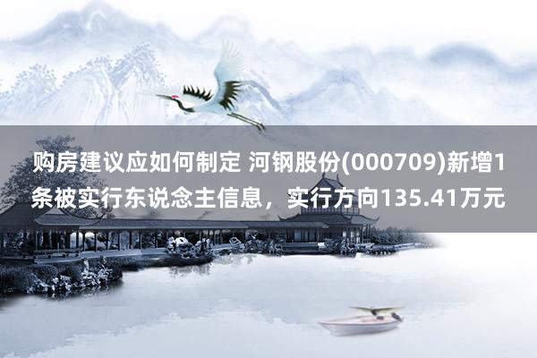 购房建议应如何制定 河钢股份(000709)新增1条被实行东说念主信息，实行方向135.41万元