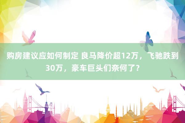 购房建议应如何制定 良马降价超12万，飞驰跌到30万，豪车巨头们奈何了？