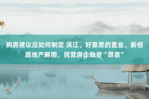 购房建议应如何制定 滨江、好意思的置业、新但愿地产解围，民营房企融资“昂首”