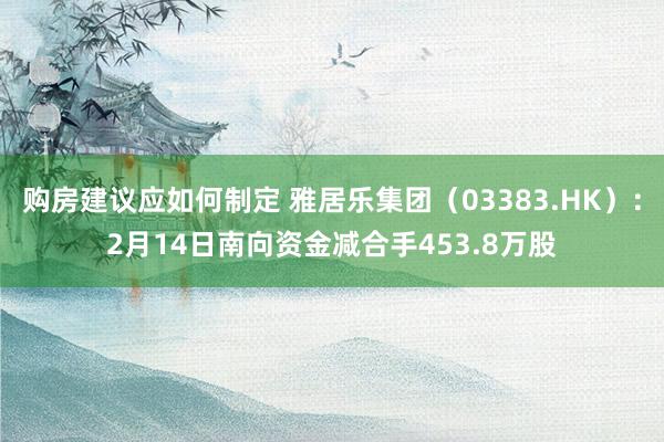 购房建议应如何制定 雅居乐集团（03383.HK）：2月14日南向资金减合手453.8万股