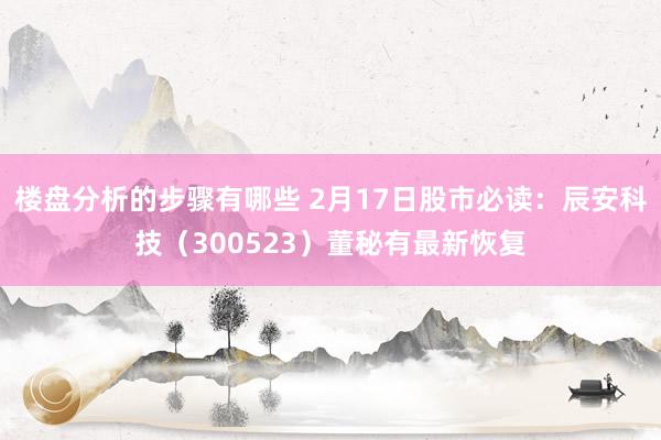 楼盘分析的步骤有哪些 2月17日股市必读：辰安科技（300523）董秘有最新恢复