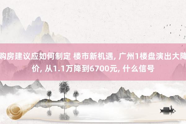 购房建议应如何制定 楼市新机遇, 广州1楼盘演出大降价, 从1.1万降到6700元, 什么信号