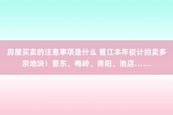 房屋买卖的注意事项是什么 晋江本年狡计拍卖多宗地块！晋东、梅岭、青阳、池店……