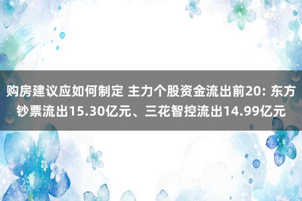 购房建议应如何制定 主力个股资金流出前20: 东方钞票流出15.30亿元、三花智控流出14.99亿元