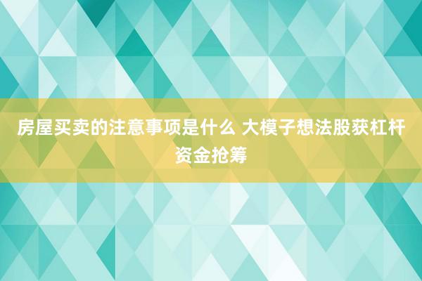 房屋买卖的注意事项是什么 大模子想法股获杠杆资金抢筹