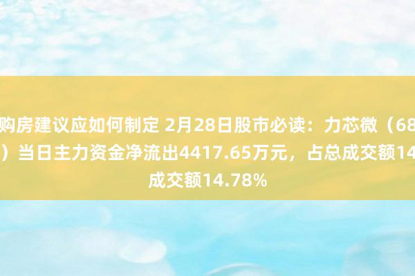 购房建议应如何制定 2月28日股市必读：力芯微（688601）当日主力资金净流出4417.65万元，占总成交额14.78%