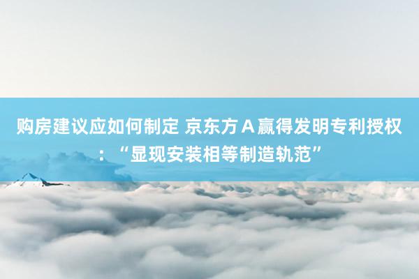 购房建议应如何制定 京东方Ａ赢得发明专利授权：“显现安装相等制造轨范”