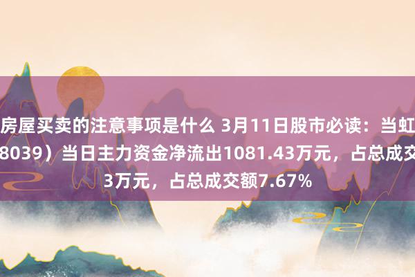 房屋买卖的注意事项是什么 3月11日股市必读：当虹科技（688039）当日主力资金净流出1081.43万元，占总成交额7.67%