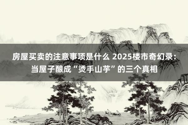 房屋买卖的注意事项是什么 2025楼市奇幻录：当屋子酿成“烫手山芋”的三个真相