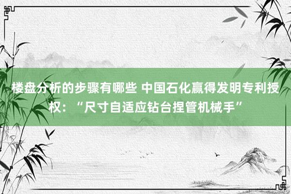 楼盘分析的步骤有哪些 中国石化赢得发明专利授权：“尺寸自适应钻台捏管机械手”