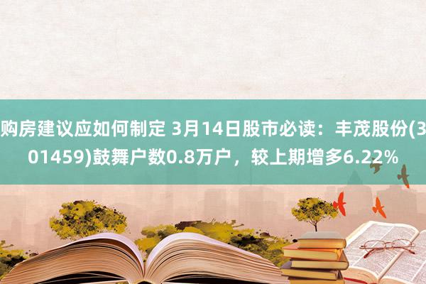 购房建议应如何制定 3月14日股市必读：丰茂股份(301459)鼓舞户数0.8万户，较上期增多6.22%