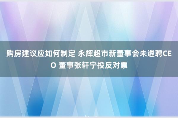 购房建议应如何制定 永辉超市新董事会未遴聘CEO 董事张轩宁投反对票